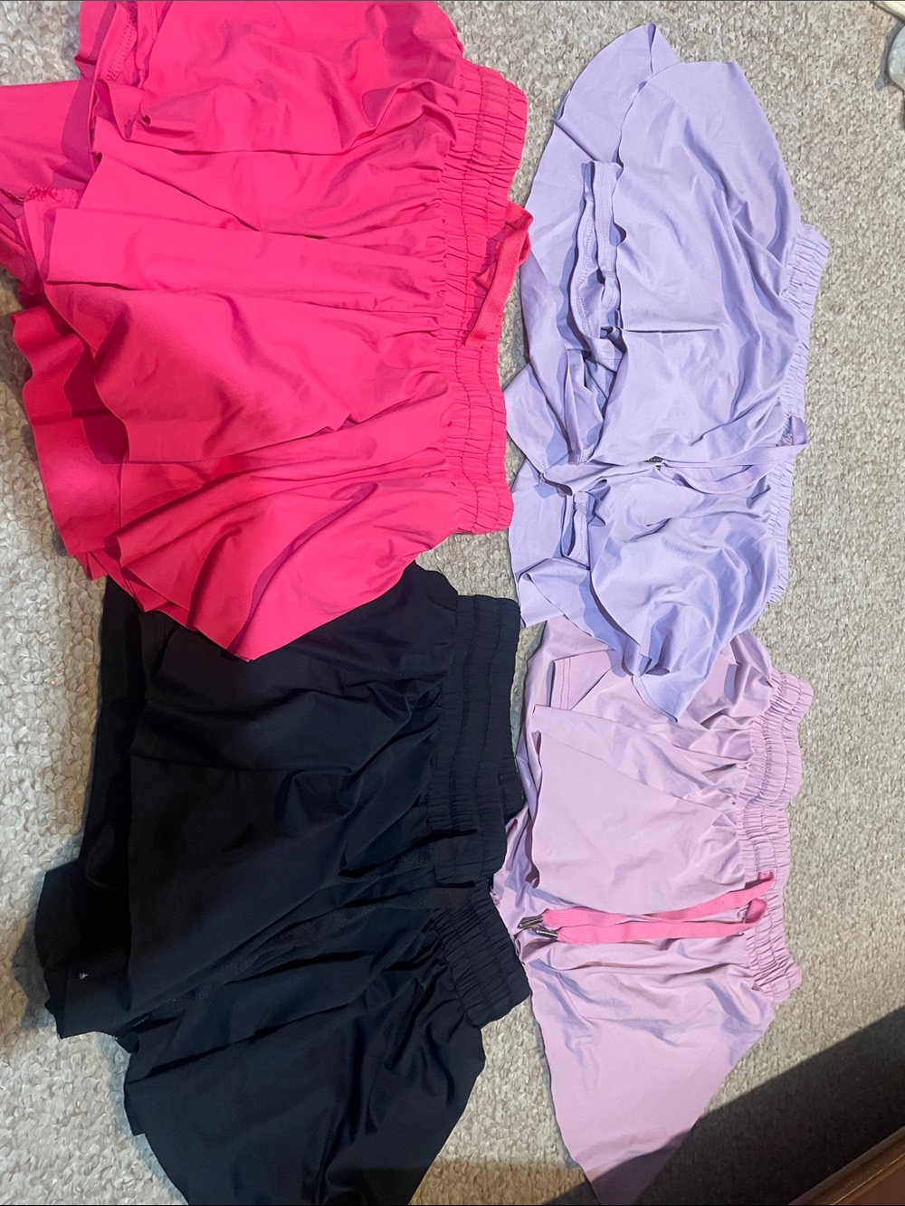 Pack of Women’s Athletic Skorts in Pink, Hot Pink, Lavender and Black